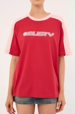 Timmy Target Oversized Tee Vintage Red/Baby Pink/White