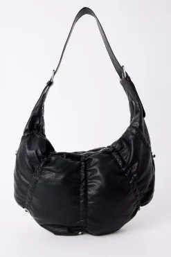Toggle Gathered Buckle Bag Black