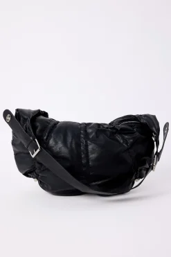 Toggle Gathered Buckle Bag Black