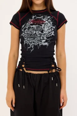 Tombed Lace Front Baby Tee Black