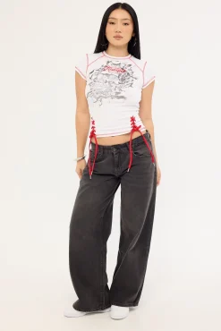 Tombed Lace Front Baby Tee White