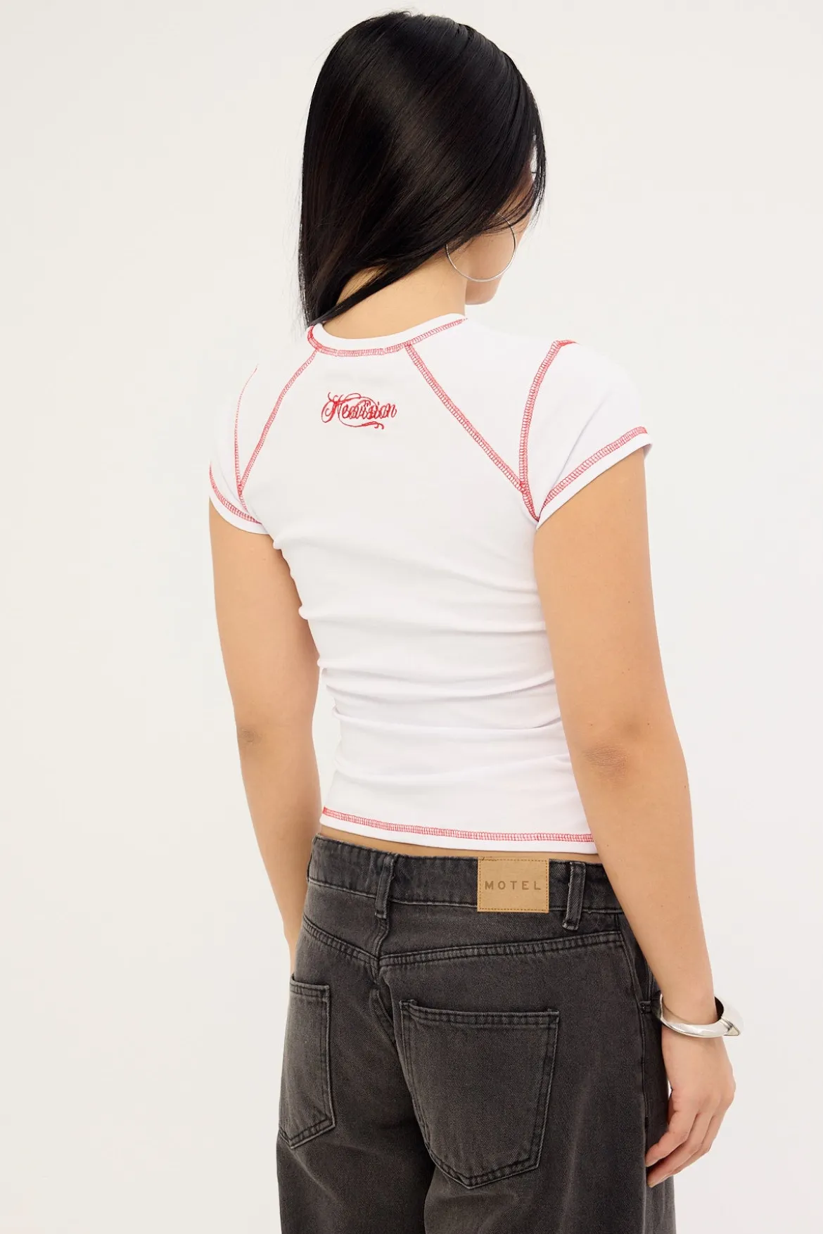 Tombed Lace Front Baby Tee White