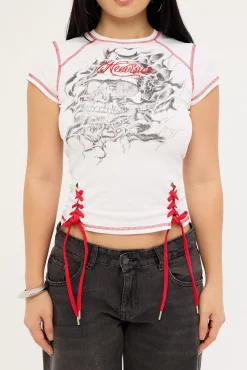 Tombed Lace Front Baby Tee White