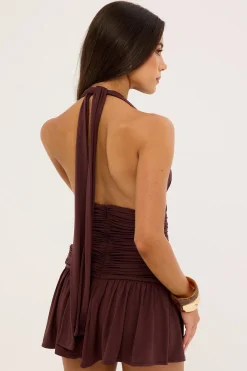 Tommie Halter Mini Dress Bitter Chocolate