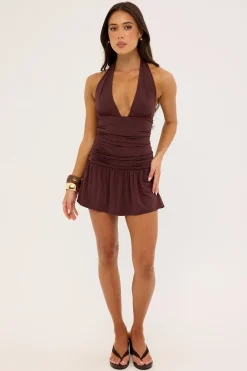 Tommie Halter Mini Dress Bitter Chocolate