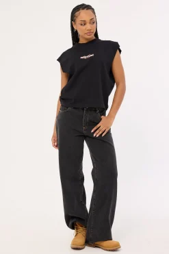 Tora Cropped Muscle Tank Black