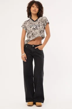 Torn Instinct Low Baggy Jean Washed Black
