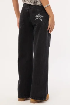 Torn Instinct Low Baggy Jean Washed Black