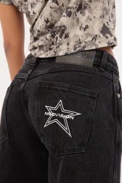 Torn Instinct Low Baggy Jean Washed Black