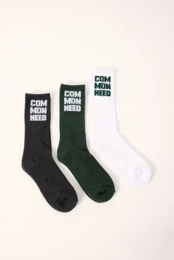 Tower Sock 3 Pack Dark Green/White/Off Black