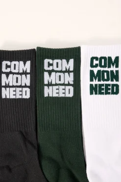Tower Sock 3 Pack Dark Green/White/Off Black