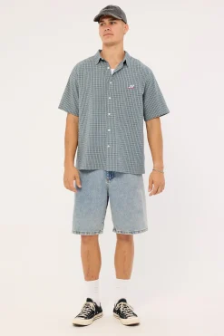 Trace Check Short Sleeve Shirt Green/Blue