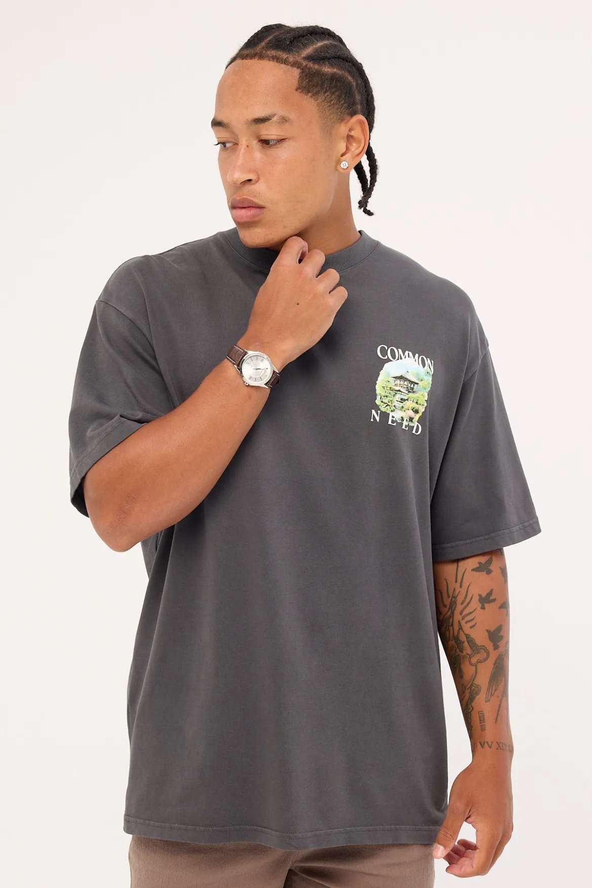 Tranquil Heavyweight Boxy Tee Washed Black