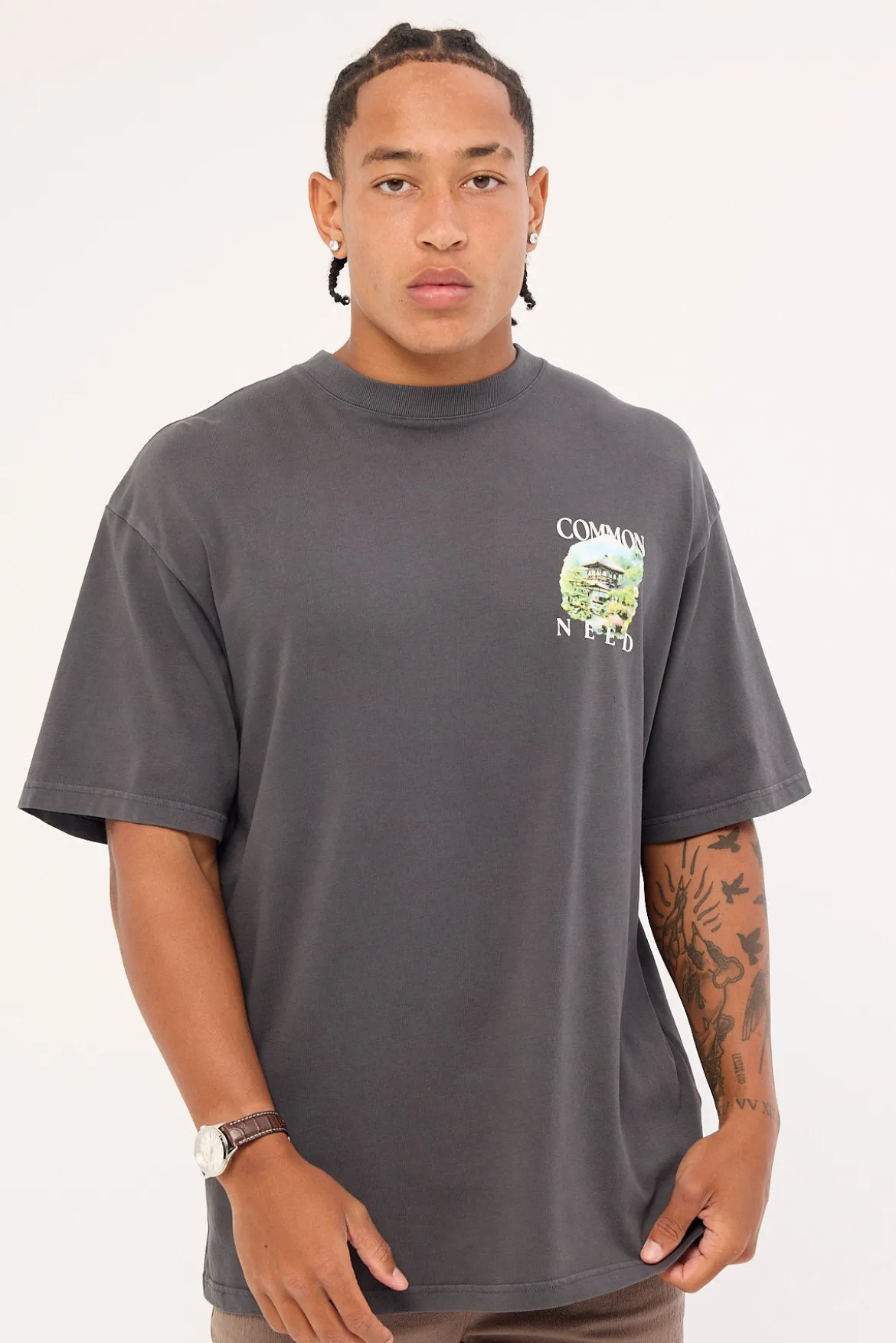 Tranquil Heavyweight Boxy Tee Washed Black