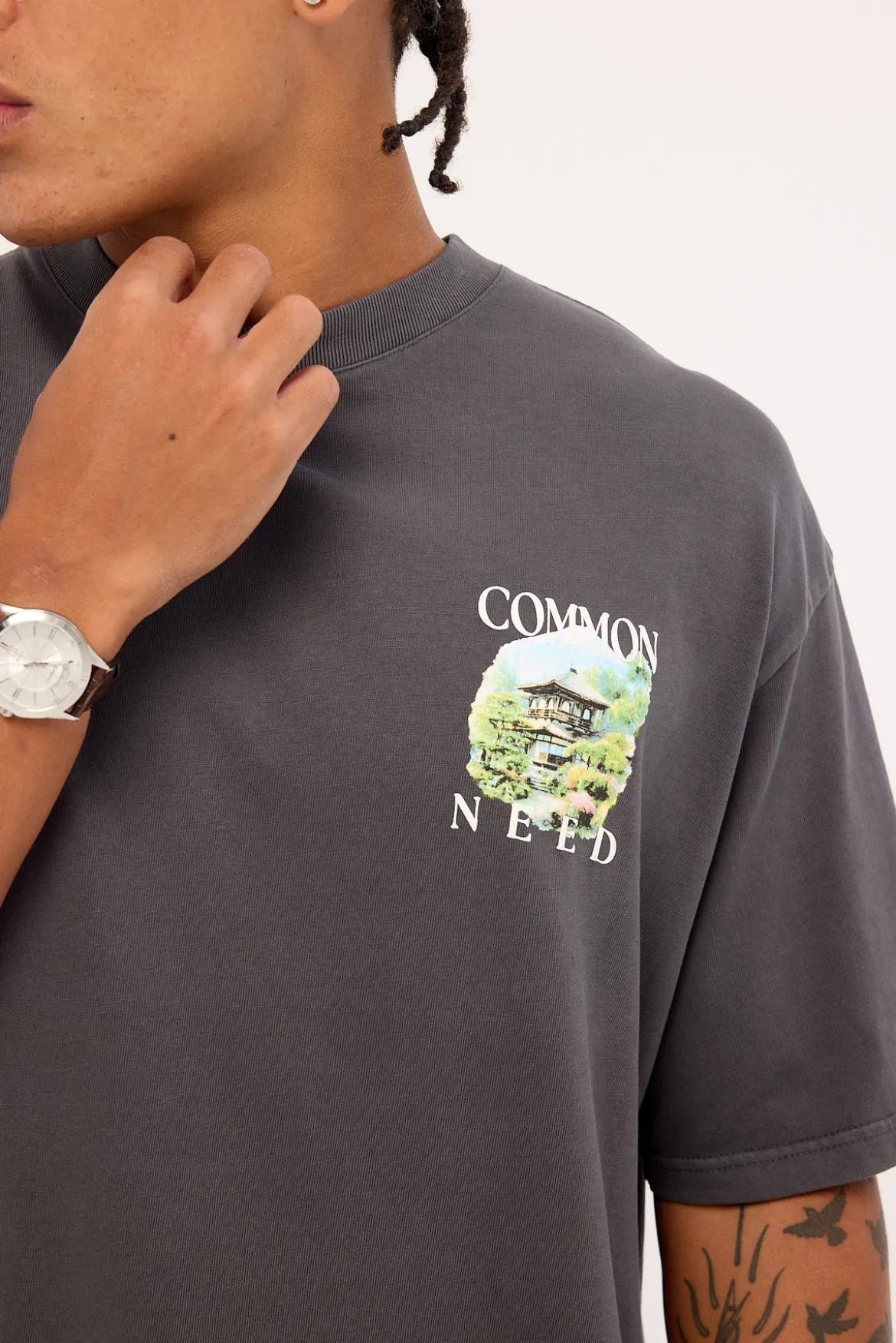 Tranquil Heavyweight Boxy Tee Washed Black