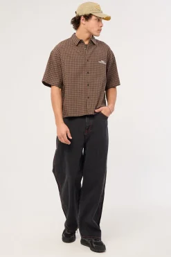 Tribal Oversize Cropped Shirt Brown Check
