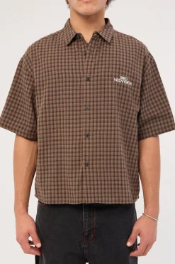 Tribal Oversize Cropped Shirt Brown Check