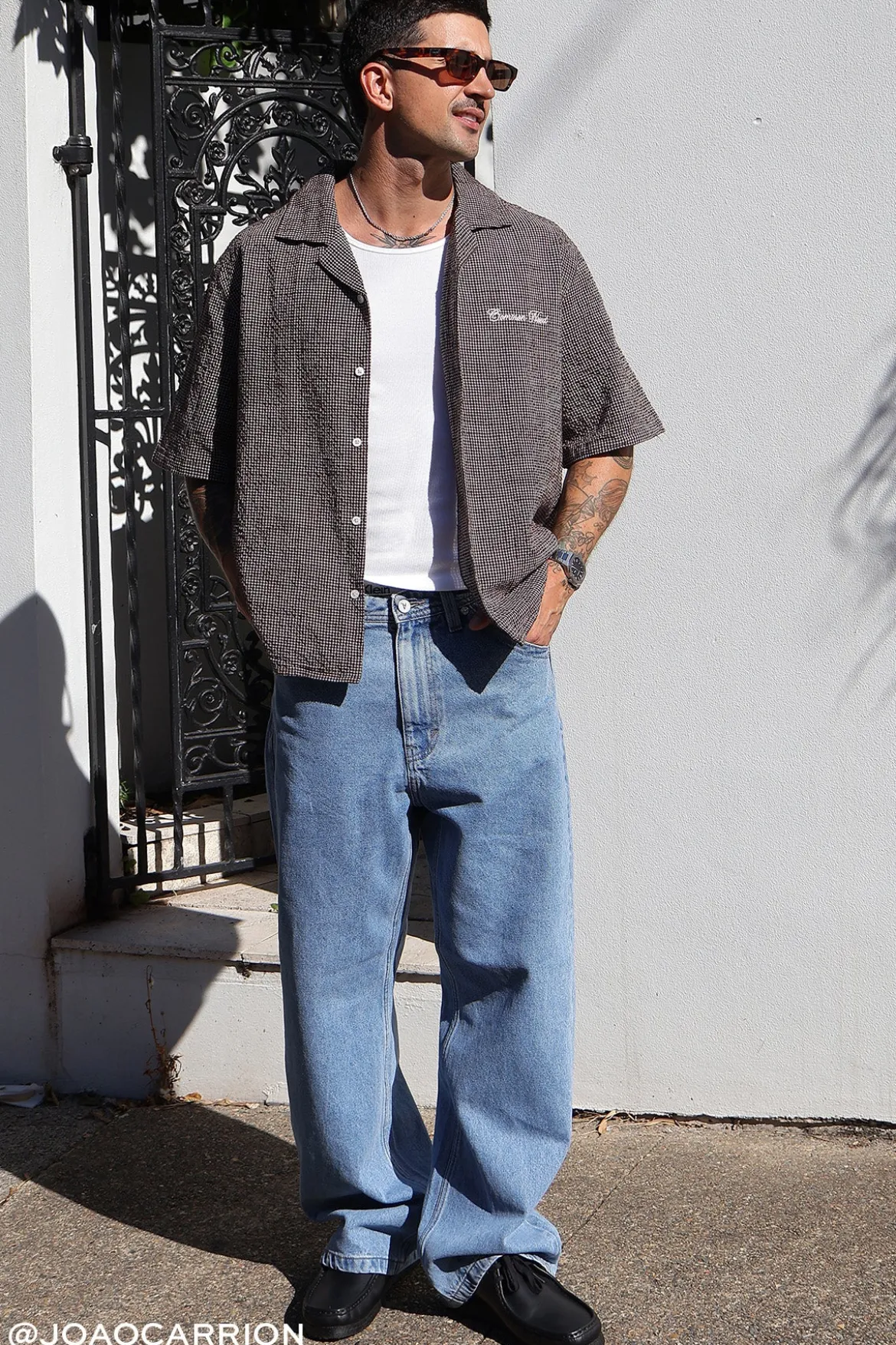 Truman Boxy Cropped Resort Shirt Brown Check