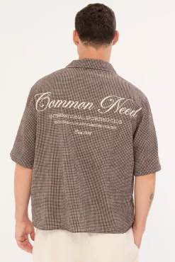 Truman Boxy Cropped Resort Shirt Brown Check