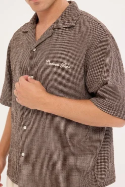 Truman Boxy Cropped Resort Shirt Brown Check