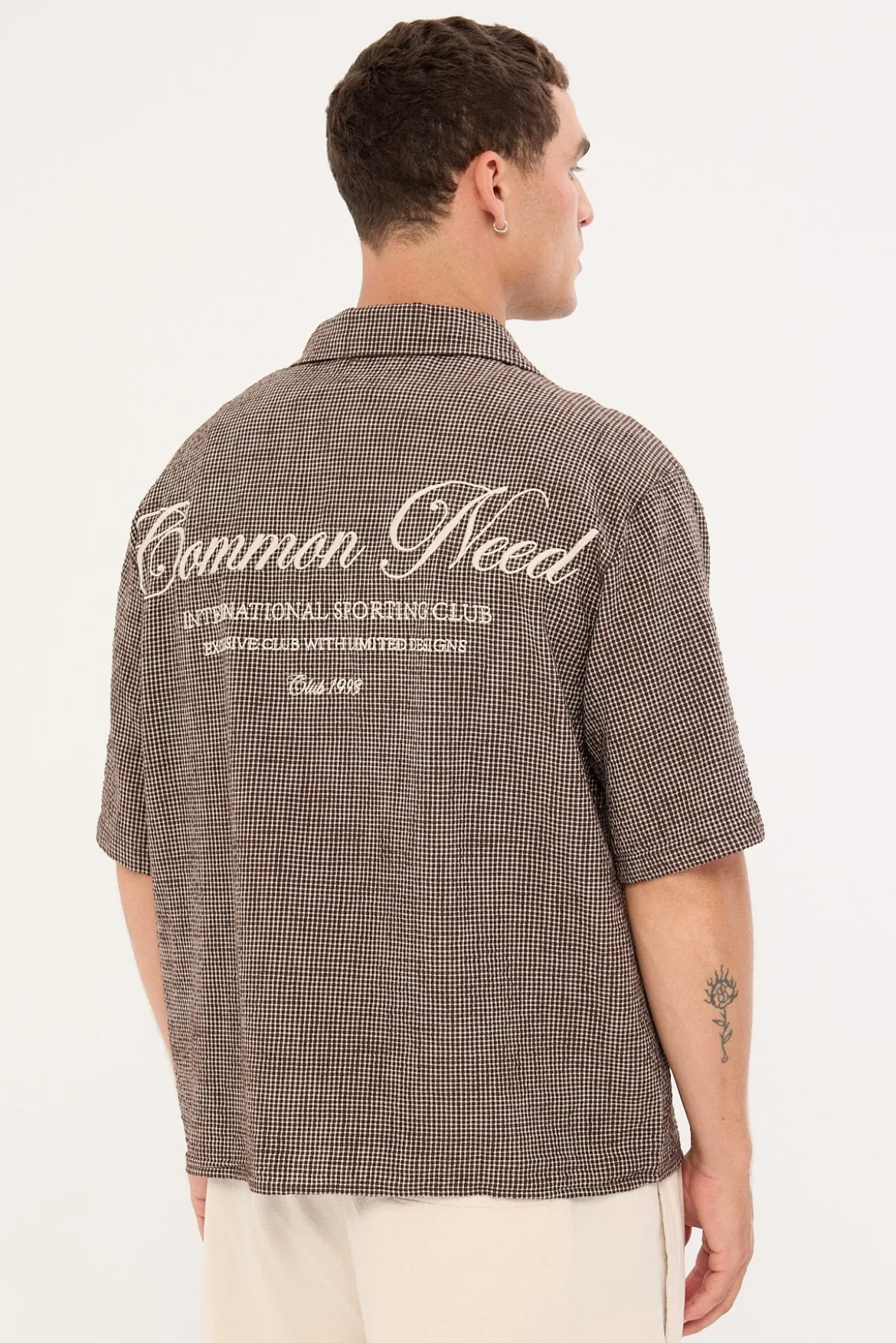 Truman Boxy Cropped Resort Shirt Brown Check