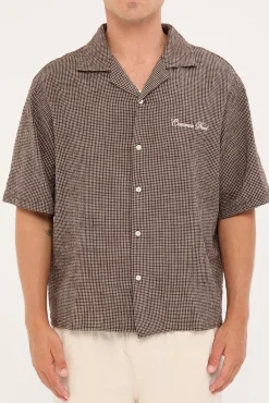 Truman Boxy Cropped Resort Shirt Brown Check