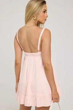 Tulip Cotton Mini Dress Pink