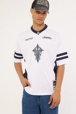 Tusk V Neck Jersey White/Navy