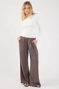 Twilight Elastic Wide Leg Pants Charcoal