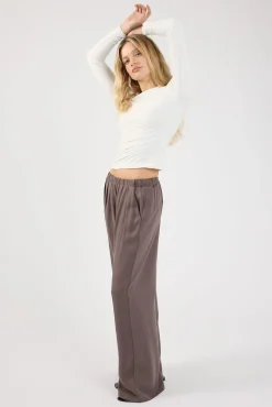 Twilight Elastic Wide Leg Pants Charcoal