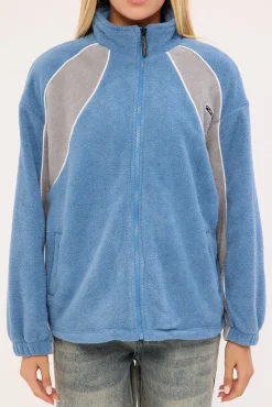 Two Tides Zip Through Sherpa Fleece Blue/Grey