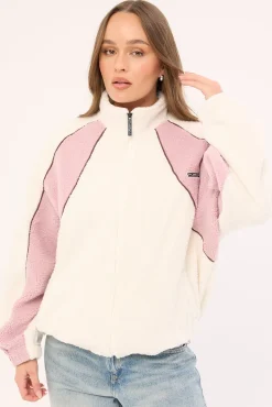 Two Tides Zip Through Sherpa Fleece Off White