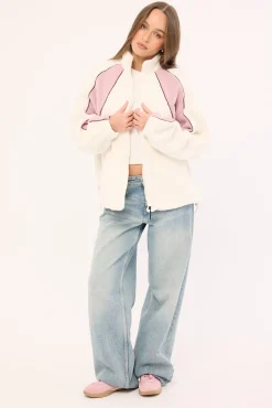 Two Tides Zip Through Sherpa Fleece Off White