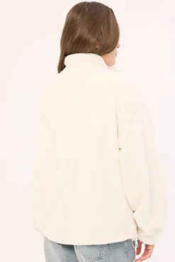 Two Tides Zip Through Sherpa Fleece Off White