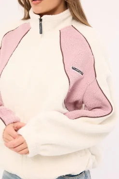 Two Tides Zip Through Sherpa Fleece Off White
