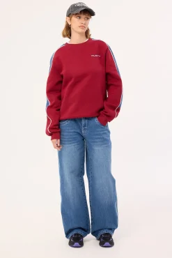 Two Timer Panelled Crew Fleece Rhubard