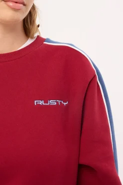 Two Timer Panelled Crew Fleece Rhubard