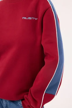 Two Timer Panelled Crew Fleece Rhubard