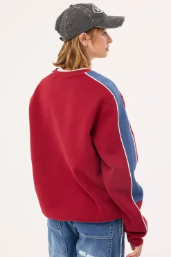 Two Timer Panelled Crew Fleece Rhubard