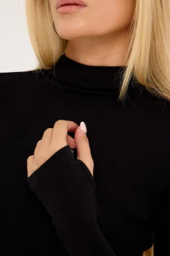 Tyler Mock Neck Long Sleeve Bodysuit Black