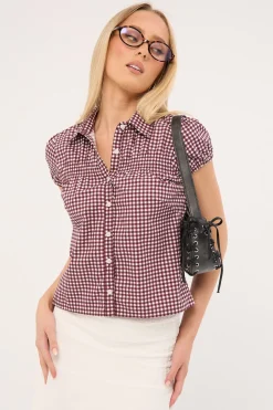 Ulsan Fitted Shirt Mini Gingham Wine