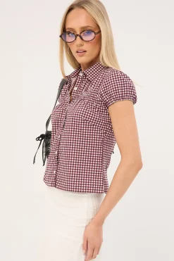 Ulsan Fitted Shirt Mini Gingham Wine