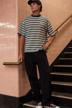 Ultrix Heavyweight Easy Tee Dark Green Stripe