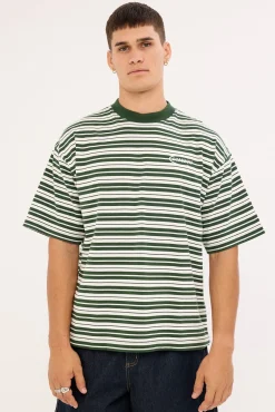 Ultrix Heavyweight Easy Tee Dark Green Stripe