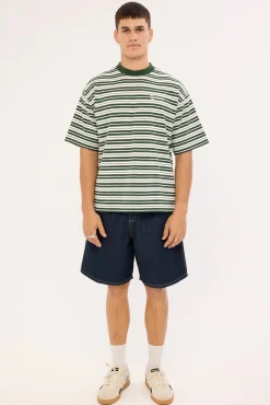 Ultrix Heavyweight Easy Tee Dark Green Stripe