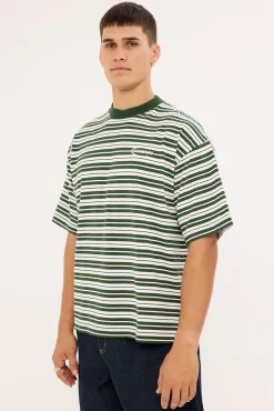 Ultrix Heavyweight Easy Tee Dark Green Stripe