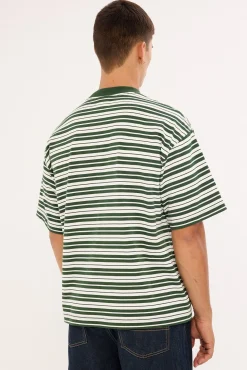 Ultrix Heavyweight Easy Tee Dark Green Stripe