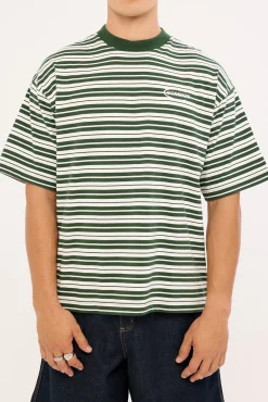 Ultrix Heavyweight Easy Tee Dark Green Stripe