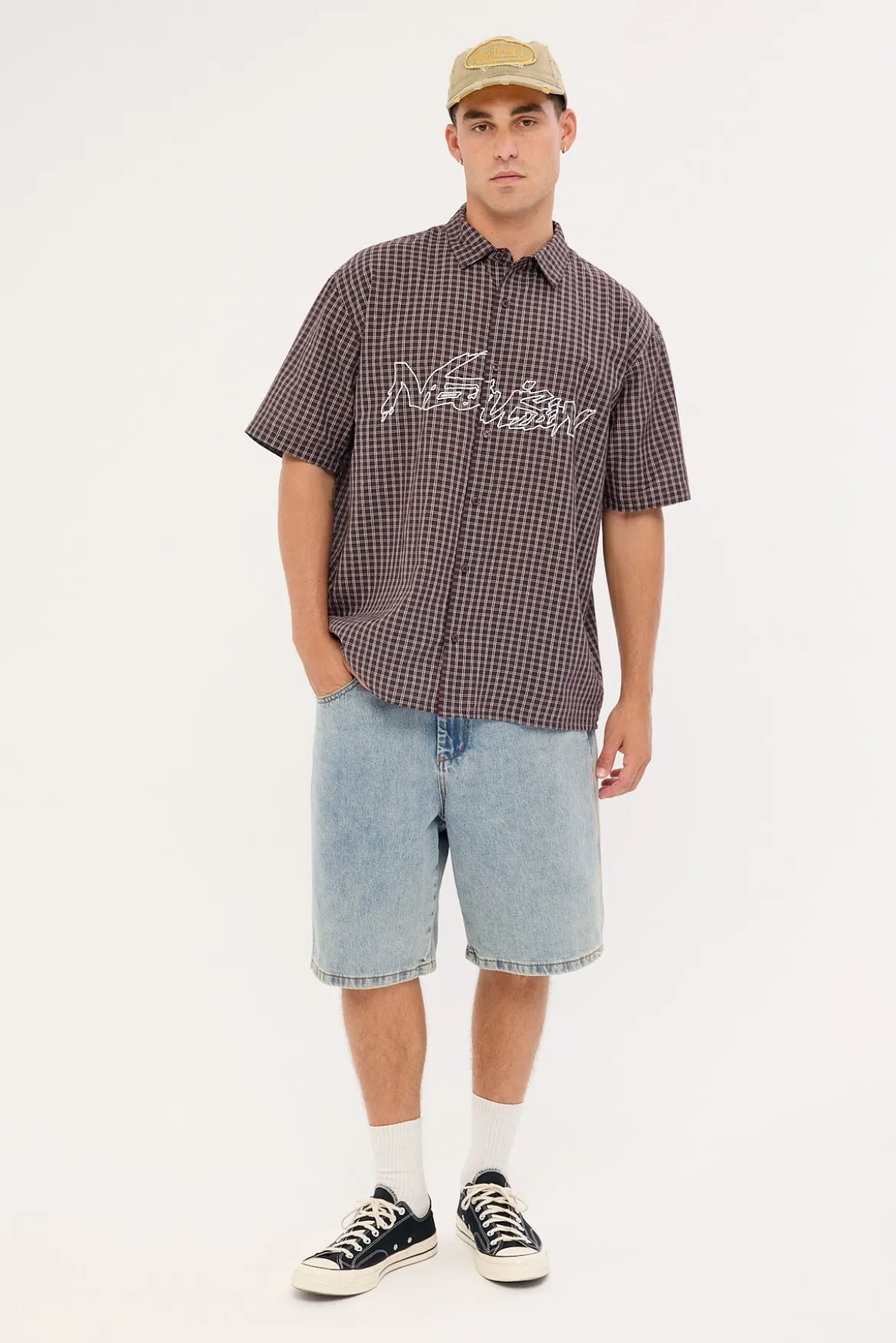 Underpass Check Oversize Shirt Brown Check