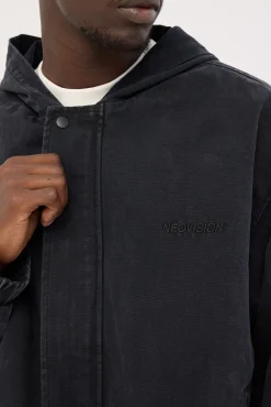 Unknown Hooded Bomber Jacket Washed Black